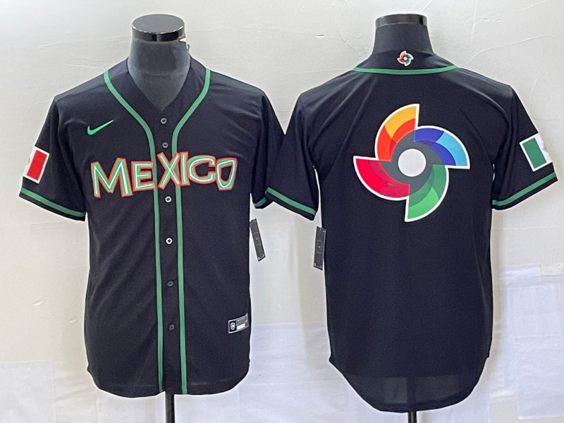 Men's Mexico Baseball 2023 Black World Baseball Classic Team Big Logo Stitched Jersey Men's Mexico Baseball 2023 Black World Baseball Classic Team Big Logo Stitched Jersey